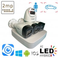 Комплект камер AHD CVI 3 зовнішніх та 1 внутрішня 2 Мп Dahua Dual Light