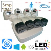 Готова система камер AHD CVI 4 зовнішніх та 4 внутрішніх 5 Мп Dahua Dual Light