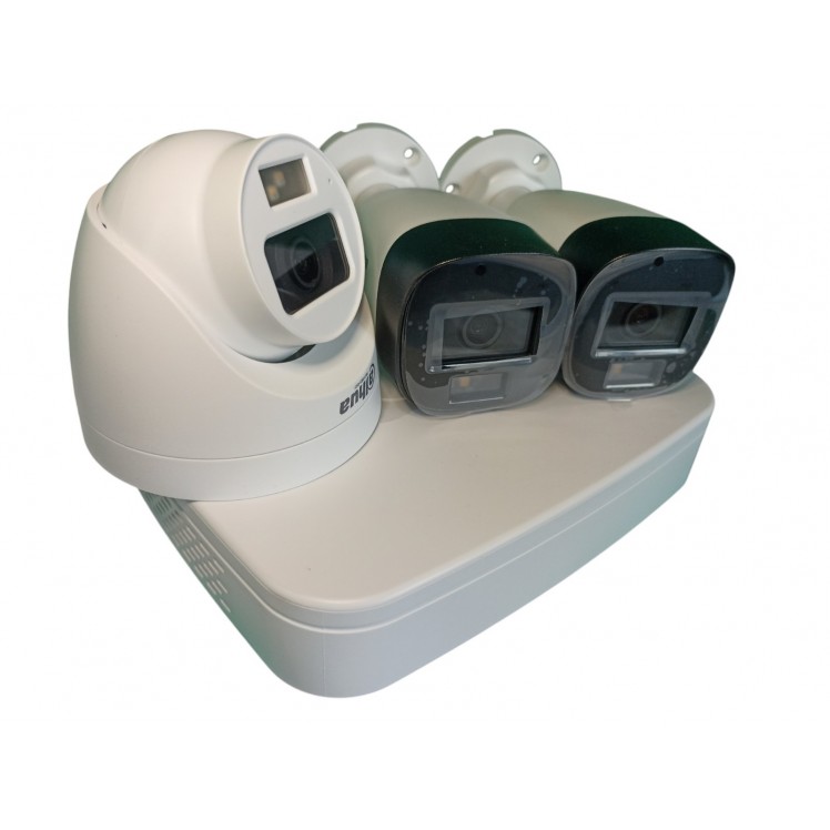 Комплект камер AHD CVI 2 зовнішніх та 1 внутрішня 2 Мп Dahua Dual Light