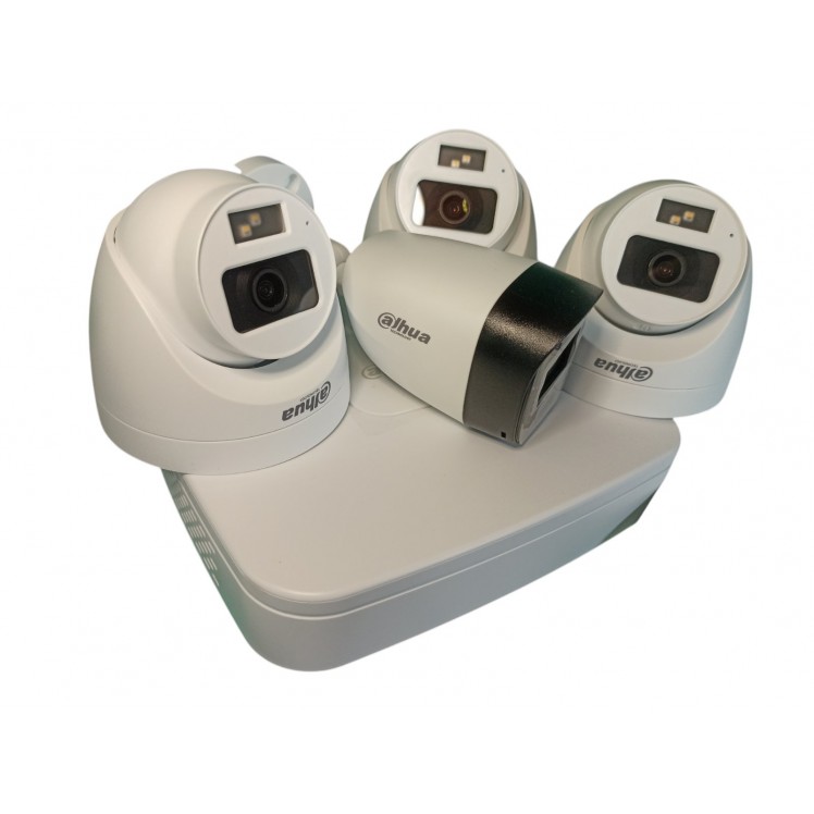 Готова система камер AHD CVI 1 зовнішня та 3 внутрішніх 2 Мп Dahua Dual Light