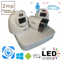 Готовий комплект камер AHD CVI 1 зовнішня та 2 внутрішніх 2 Мп Dahua Dual Light