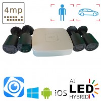 Комплект камер для дома на 4 вуличні IP POE 4 Мп Dahua Dual Light Black