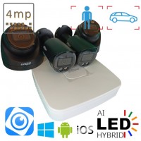 Система камер нагляду на 2 вуличних та 2 в приміщення IP POE 4 Мп Dahua Dual Light Black