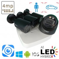 Готова система на 3 вуличних та 1 в приміщення IP камери POE 4 Мп Dahua Dual Light Black
