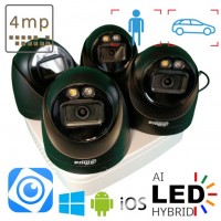 Готовий комплект камер на 4 шт IP в приміщення POE 4 Мп Dahua Dual Light Black