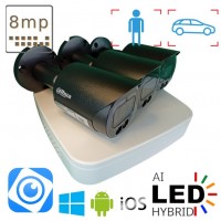 Комплект відеонагляду на 3 вуличні IP камери POE8 Мп Dahua Dual Light Black