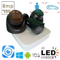 Комплект на 1 вуличну та 2 в приміщення IP камери POE8 Мп Dahua Dual Light Black