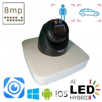 Комплект на 1 IP камеру в приміщення POE8 Мп Dahua Dual Light Black