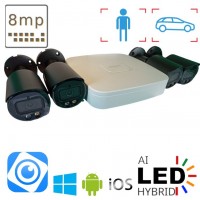 Комплект камер для дома на 4 вуличні IP POE8 Мп Dahua Dual Light Black