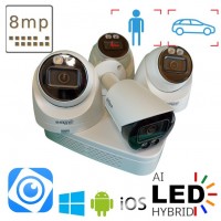 Комплект відеонагляду на 1 вуличну та 3 в приміщення IP камери POE 8 Мп Dahua Dual Light White