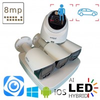 Готова система на 3 вуличних та 1 в приміщення IP камери POE 8 Мп Dahua Dual Light White