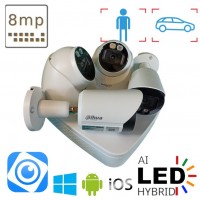 Система камер нагляду на 2 вуличних та 2 в приміщення IP POE 8 Мп Dahua Dual Light White