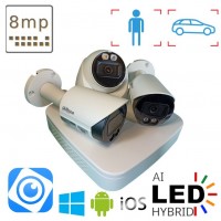 Комплект камер на 2 вуличних та 1 в приміщення IP POE 8 Мп Dahua Dual Light White