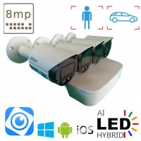 Комплект камер для дома на 4 вуличні IP POE 8 Мп Dahua Dual Light White