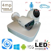 Комплект на 1 вуличну та 1 в приміщення IP камеру POE 4 Мп Dahua Dual Light White