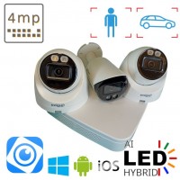 Комплект на 1 вуличну та 2 в приміщення IP камери POE 4 Мп Dahua Dual Light White