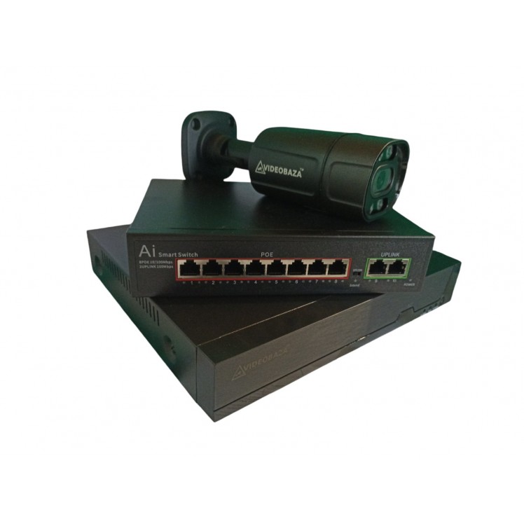 Комплект відеоспостереження VIDEOBAZA POE 5 Мп IR 20 Black – надійний захист для вашого дому та бізнесу