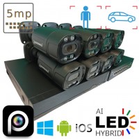 комплект на 8 вуличних  IP камер VIDEOBAZA POE 5 Мп IR 20 Black
