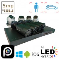 Комплект на 4 вуличних та 4 в приміщення IP камери VIDEOBAZA POE 5 Мп IR 20 Black