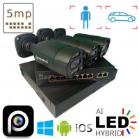 Комплект на 3 вуличні IP камери VIDEOBAZA POE 5 Мп IR 20 Black