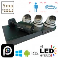 Комплект на 1 вуличну та 3 в приміщення IP камери VIDEOBAZA POE 5 Мп IR 20 Black