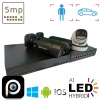 Комплект на 2 вуличних та 1 в приміщення IP камери VIDEOBAZA POE 5 Мп IR 20 Black
