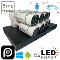 комплект на 8 вуличних  IP камер VIDEOBAZA POE 5 Мп IR 20 White