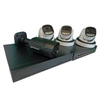 Комплект відеонагляду на 1 вуличну та 3 в приміщення IP камери POE 8 Мп 4K VIDEOBAZA DUO 20 black