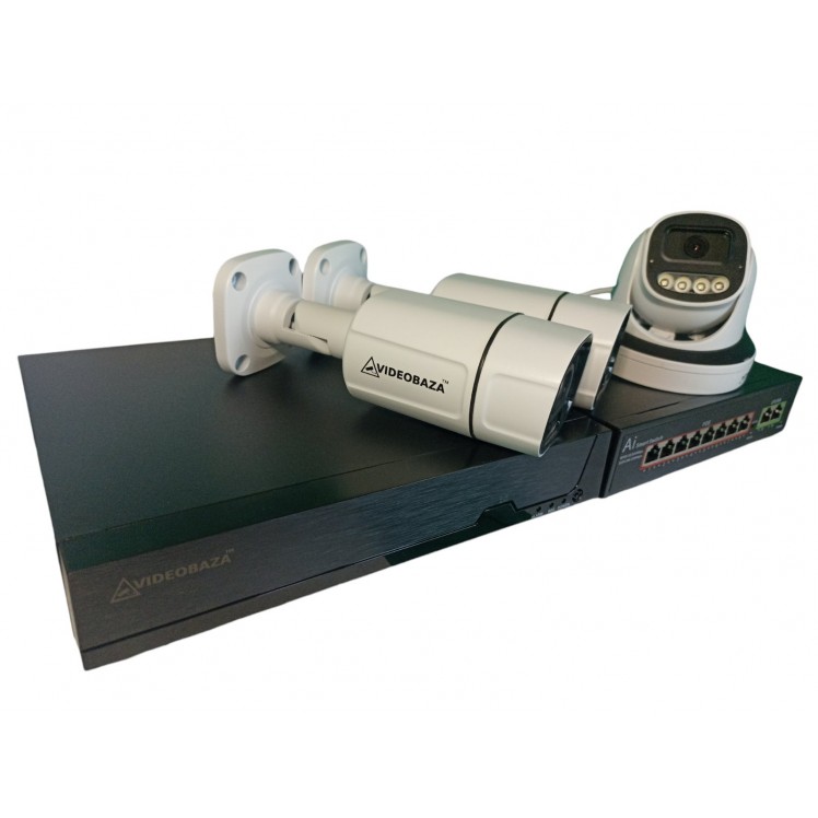 Комплект камер відеоспостереження IP POE 8 Мп 4K VIDEOBAZA DUO 20 white – надійний захист для дому та бізнесу
