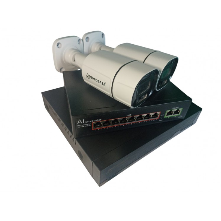 Комплект камер на 2 вуличні IP POE 8 Мп 4K VIDEOBAZA DUO 20 white – професійний відеонагляд у високій якості
