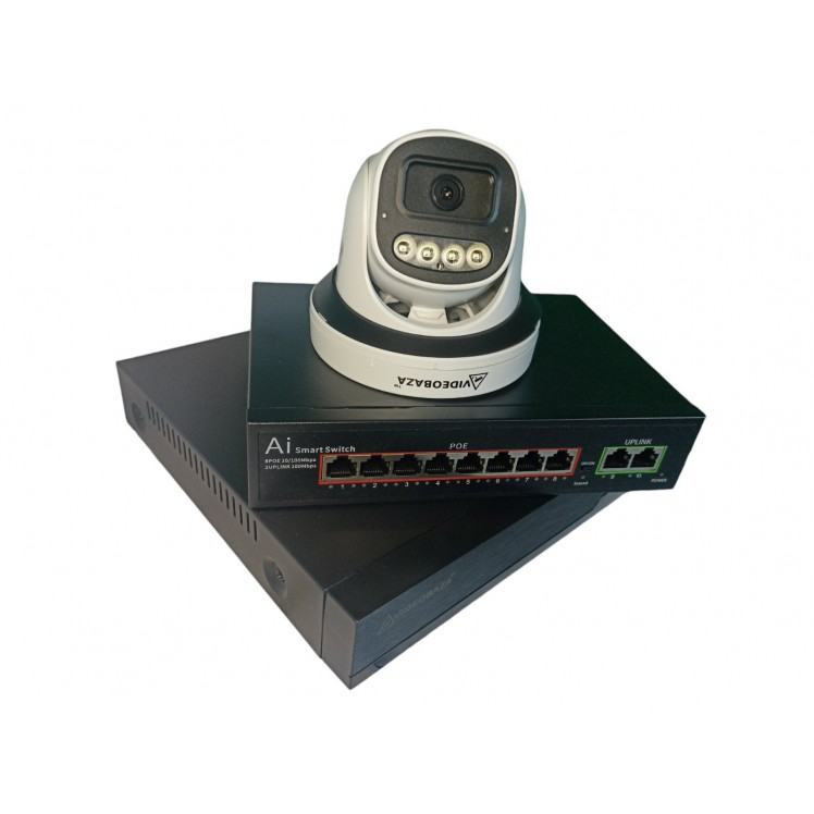 Комплект відеоспостереження на 1 IP камеру POE 8 Мп 4K VIDEOBAZA DUO 20 white – сучасний захист для вашого приміщення