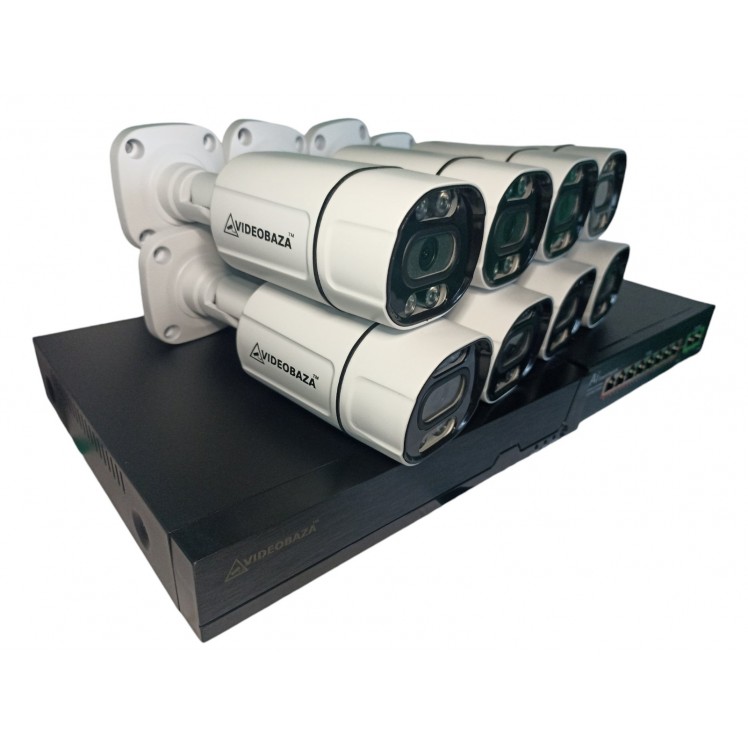 Готова відеоспостереження на 8 вуличних IP камер POE 8 Мп 4K VIDEOBAZA DUO 20 white