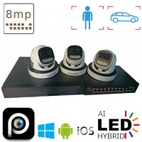 Комплект на 3 IP камери в приміщення POE 8 Мп 4K VIDEOBAZA DUO 20 black