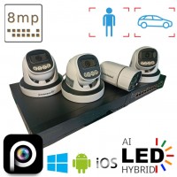 Комплект відеонагляду на 1 вуличну та 3 в приміщення IP камери POE 8 Мп 4K VIDEOBAZA DUO 20 white